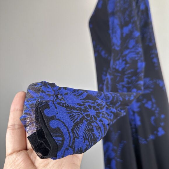 FUZZI Jean Paul Gaultier Dress Plus Size 22 Black Blue Floral Pullover Mesh NEW - Picture 7 of 15